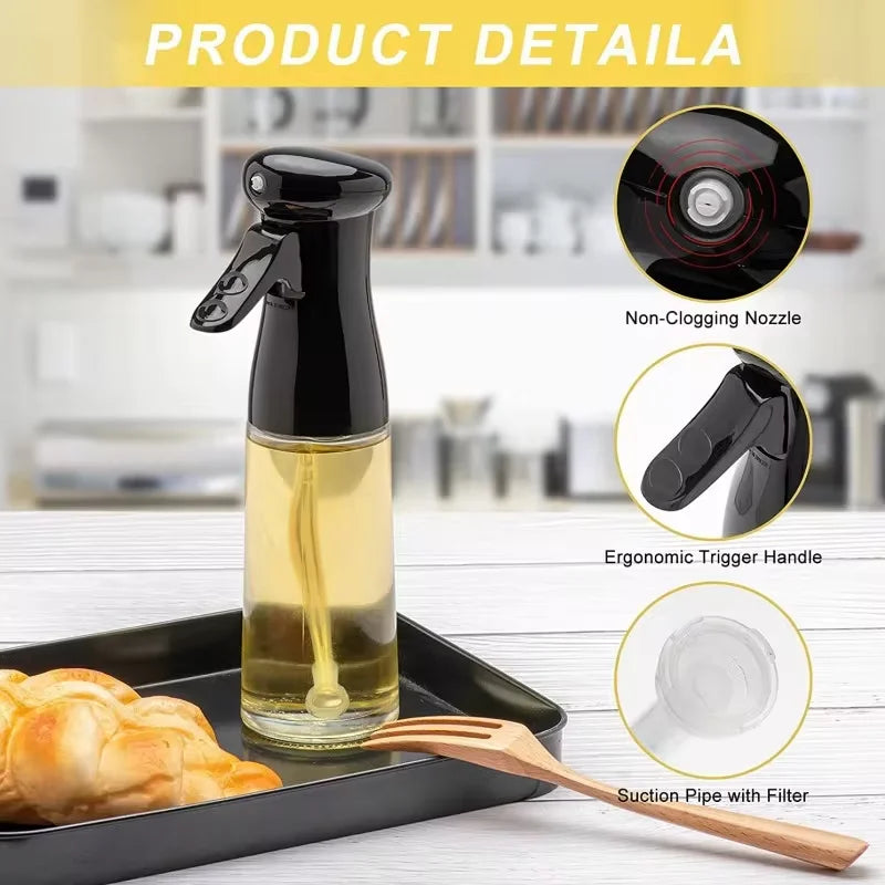200ml reusable oil & vinegar sprayer: Premium kitchen dispenser for dressings, frying & culinary creations